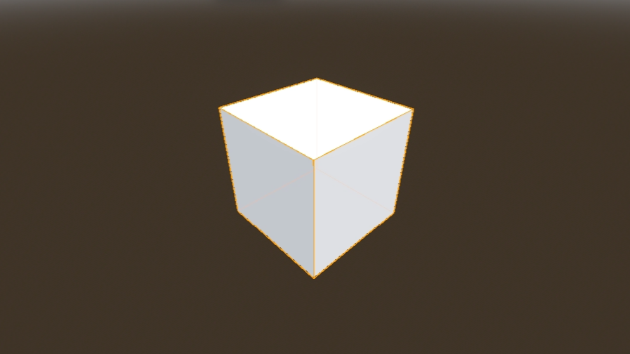 A white, floating cube.