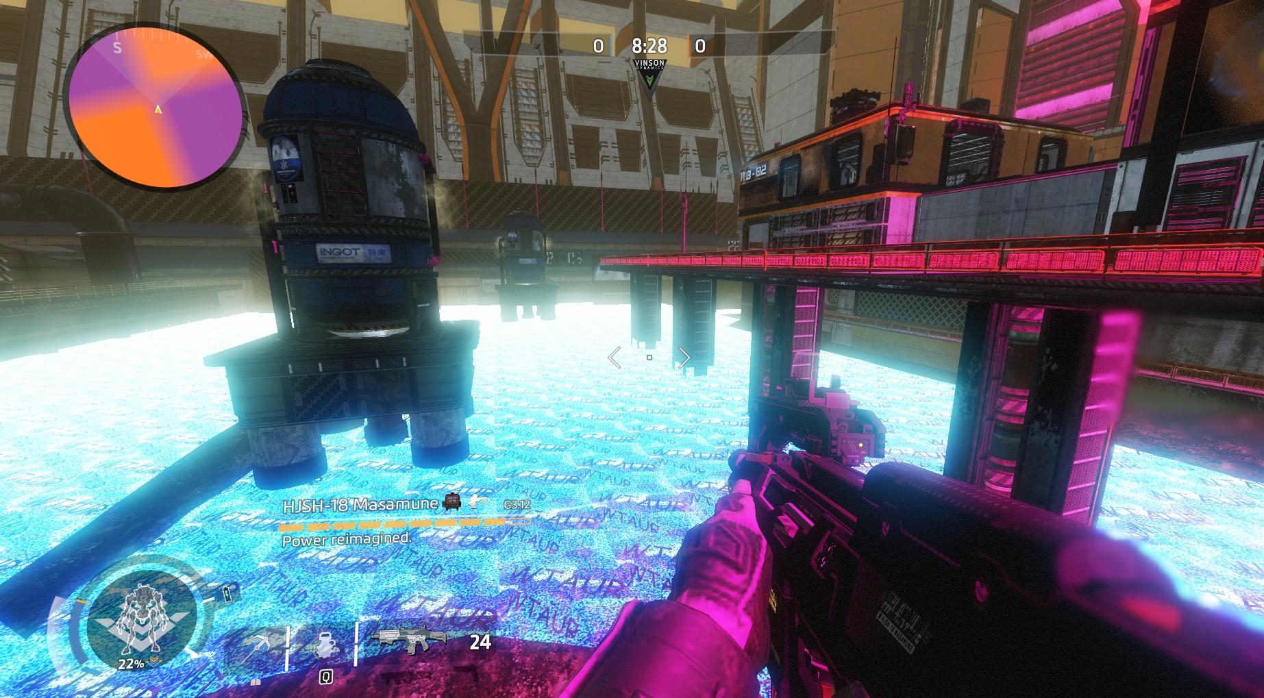 Initial water shader, using a test texture made in paint.
